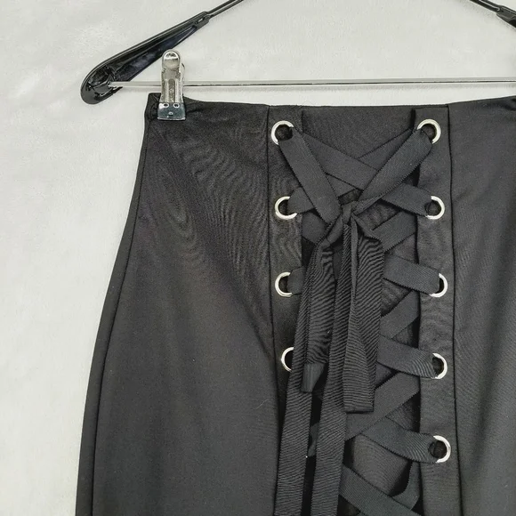 Intermix Black Cotton Blend Lace-Up Corset Skirt P5190 - Picture 3 of 10